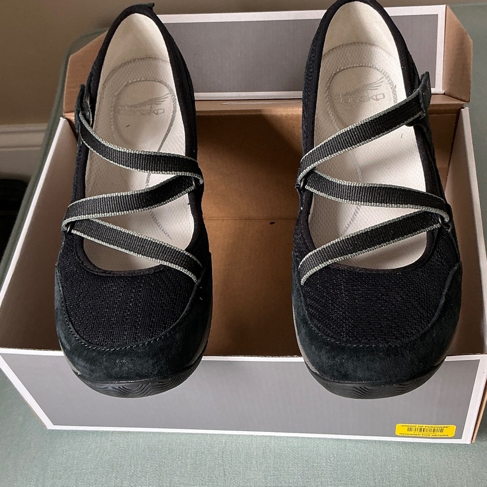 Dansko Black Mary Jane Flats with Straps